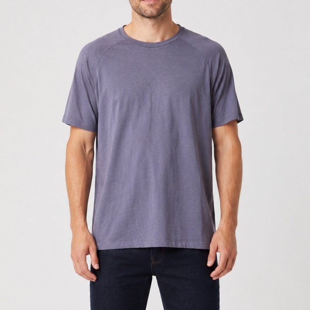 Kenneth Cole Active T-Shirt Men L Gray Crew Neck Stretch Cotton Raglan Tech SS